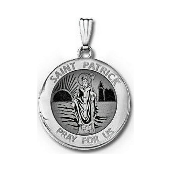 14k White Gold Round St. Patrick Locket - 3/4 in X 3/4 in