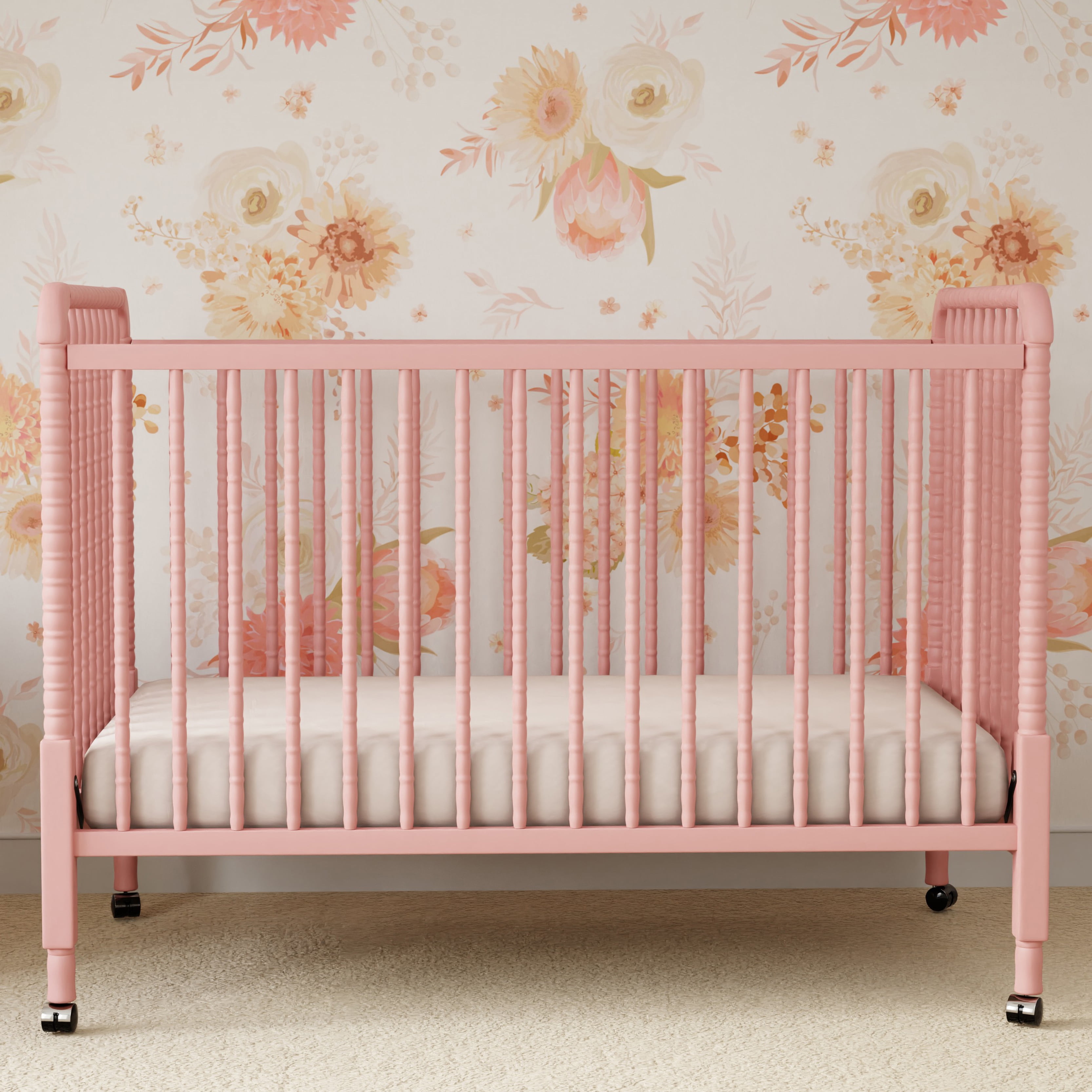 Jenny Lind Crib in Pink and Mattress