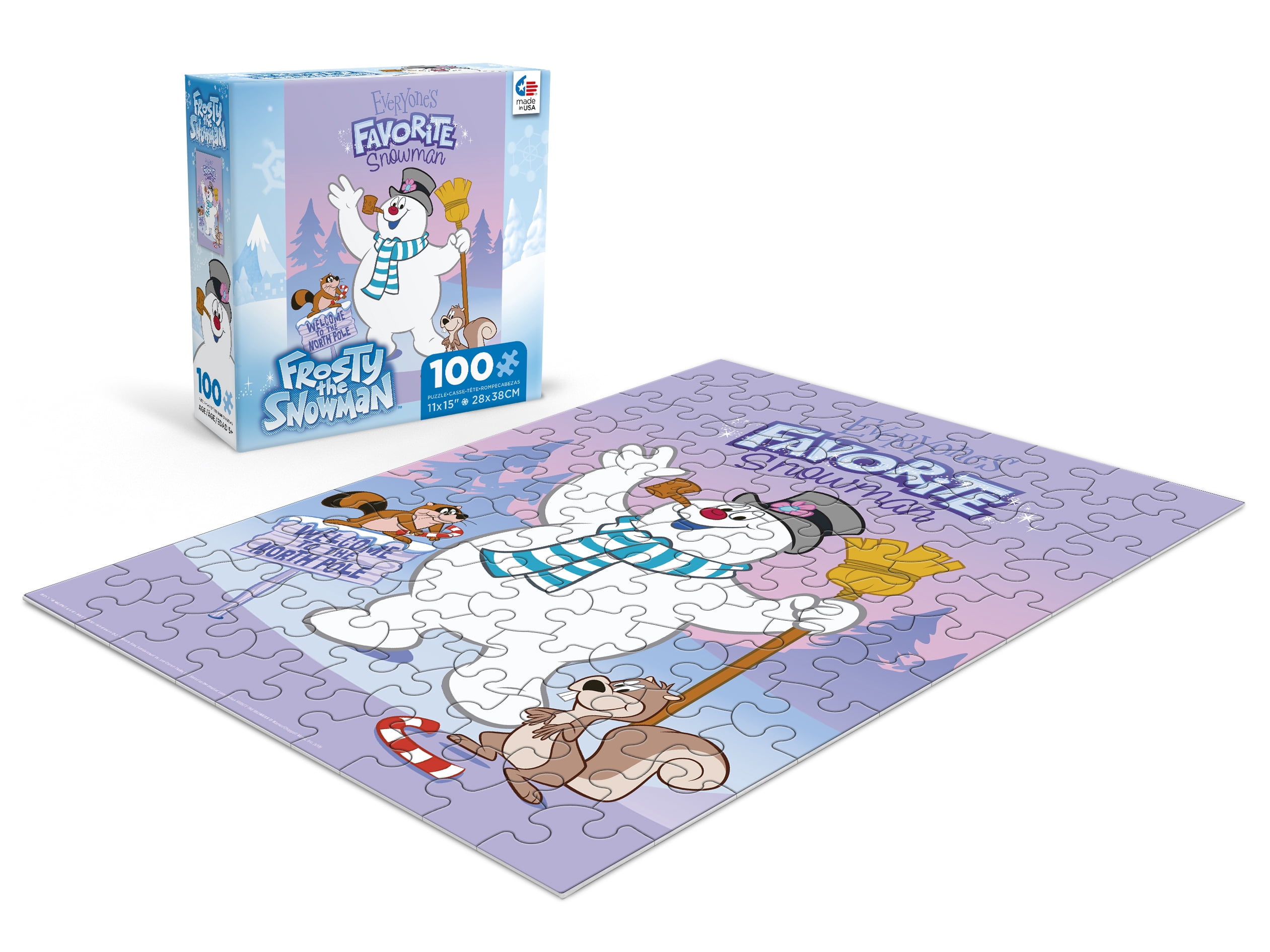Ceaco 100-Piece Kids Frosty the Snowman Everyone's Favorite Snowman Interlocking Jigsaw Puzzle