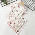 thumbnail image 3 of Toddler Baby Girl Summer Clothes Set Cherry Print Ribbed Short Sleeve T-Shirt and Matching Ruffle Shorts Cute Printed Girld Outfits 1-5 Y, 3 of 4
