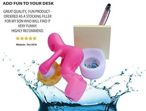 Pink Fun Novelty Desk Tidy and Desktop Notepad Holder Includes Paper Clips Ideal Present Funny Accessory for Office Notes and Pen Tape Dispenser and Supply Station The Butt Home or School