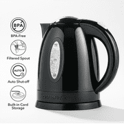 OVENTE 1.7L Electric Kettle with 1100W Fast Boiling Water, Black KP72B | Best For Coffee or Tea, BPA-Free, Water Level Gauge, Auto Shut-Off, Indicator Light, Boil-Dry Protection & Removable Filter