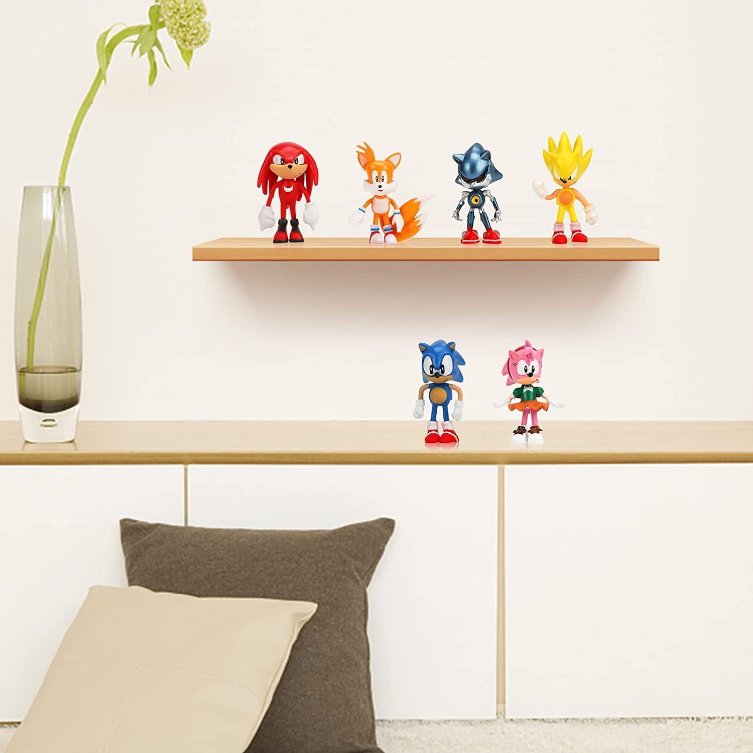 6 Pcs  Sonic The Hedgehog Toys Action Figure，Ideal Gifts & Cake Topper for Boys Girls Fans Birthday Party Favors