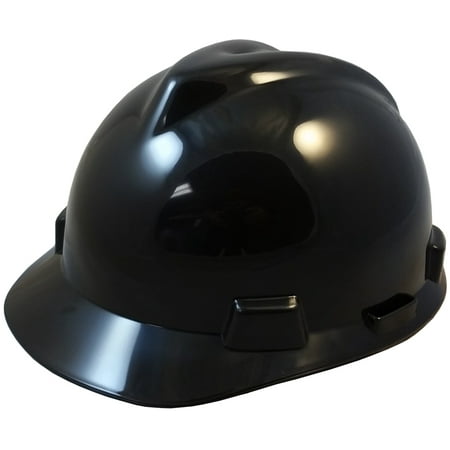 MSA V-Gard Cap Style Hard Hats w/FasTrac III Suspensions and Handy Tote Bag - Black