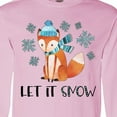 thumbnail image 4 of Inktastic Let It Snow Cute Orange Fox in Hat and Scarf Long Sleeve T-Shirt, 4 of 5