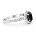 thumbnail image 6 of Halo Oval Engagement Ring Round Black CZ 925 Sterling Silver Size 4, 6 of 6