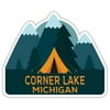 Corner Lake Michigan Souvenir 4-Inch Fridge Magnet Camping Tent Design