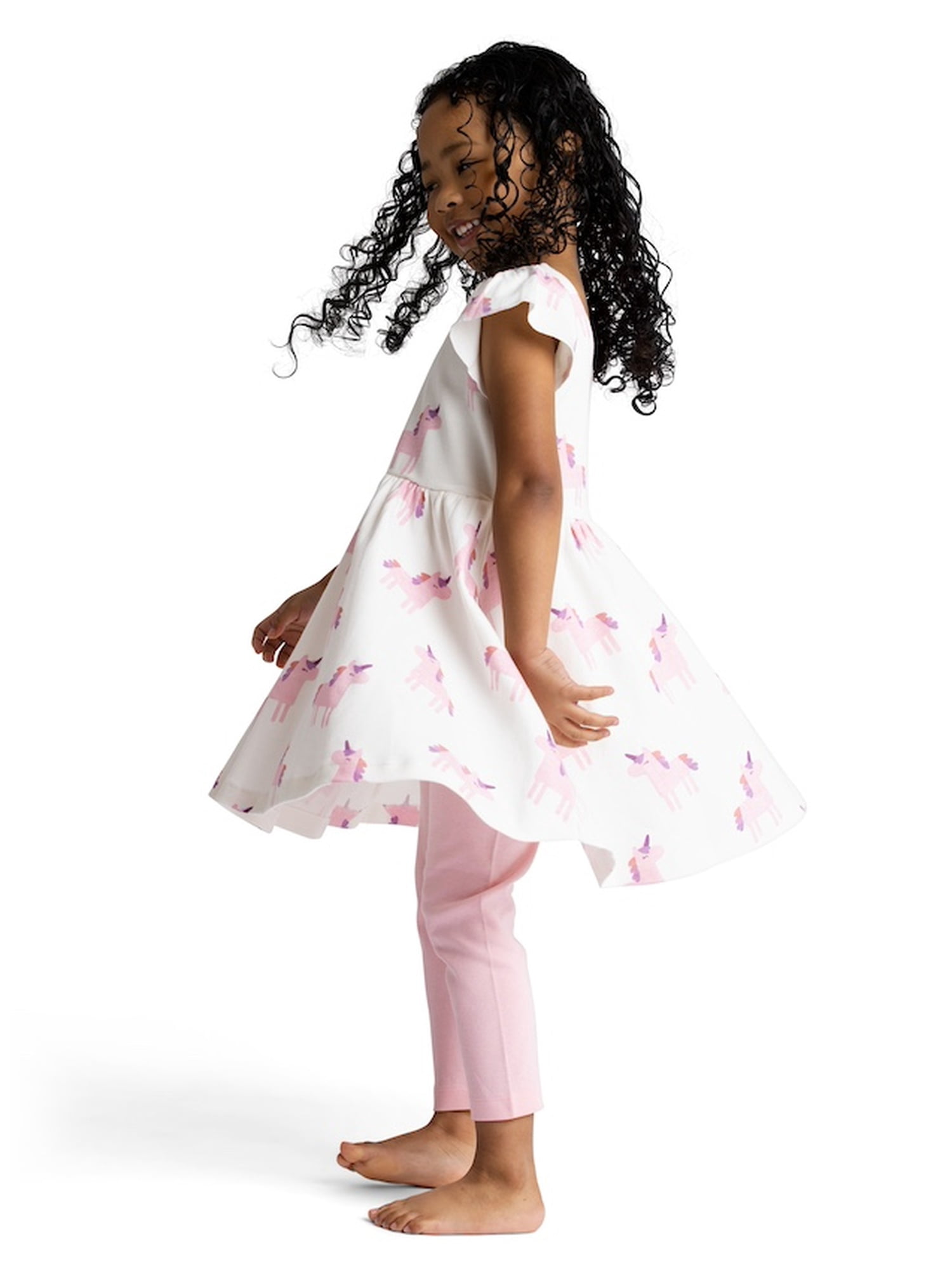M+A by Monica + Andy Organic Cotton Short Sleeve Let's Dance Dress and Legging Set for Toddlers, Sizes 12-18M-5T