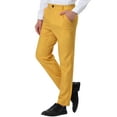 thumbnail image 4 of INSPIRE CHIC Men's Pants Stripes Zipper Closure Front Pockets Dress Pants 38 Yellow White, 4 of 7