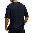 thumbnail image 3 of Havenx Men's Henley Shirt Waffle Short Sleeve T-Shirt Button Down Solid Color Tee with Chest Pocket Regular Fit Loose Breathable Summer Fashion Top,Navy M, 3 of 5