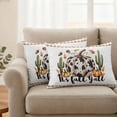 thumbnail image 2 of White Black Pumpkin Fall Outdoor Waterproof Pillow Covers, Farmhouse Plaid Botanical Cactus Decorative Rectangle Throw Pillowcase Sofa Cushion Sham for Patio/Couch/Chair, 20"x12" 2 Pack, 2 of 8