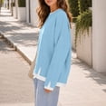 thumbnail image 3 of Perfectbot Women Crew Neck Faux Two Piece Sweatshirt, Split Hem Long Sleeve Loose Fit Casual Pullover Top, 3 of 4