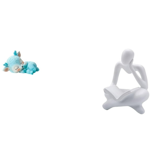 Estatua de ciervo pensante durmiente abstracto de resina, figura decorativa de mesa, artesanía para el hogar, cocina, comedor, sala de estar, estanter