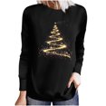 thumbnail image 2 of Craaazy Christmas Shirts for Women Trendy Shining Christmas Tree Printed Casual Round Neck Loose Long Sleeve Womens Top Gifts for Women, 2 of 5