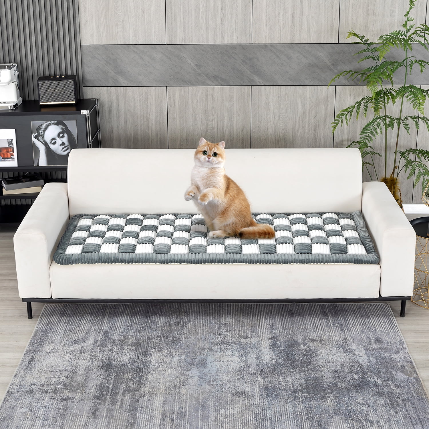 Four seasons universal sofa cushion, handmade pet sofa cushion, 5cm thick and comfortable, handmade splicing stuffed sheep, artisanal thick cat and dog cushion, pet absorbent absorbent cushion