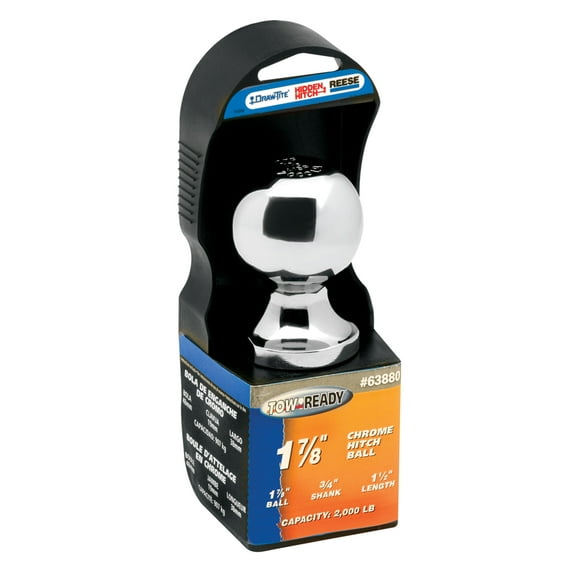 Reese 63881 Packaged Class I Hitch Ball, Chrome - 1-7/8" Ball x 3/4" x 1-1/2", 2,000 lbs.