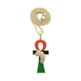 thumbnail image 1 of iJewelry2 Afro-American Colored Coptic ANKH Nugget Design Cross with Africa Motif Gold Tone Rope Chain Pendant Necklace 20'', 1 of 5