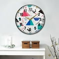 thumbnail image 2 of Yayeee Wall Clock Battery Operated 11.9" Silent Quartz Non-Ticking for Living Room Decor, Green Retro Triangles, 2 of 8