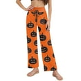 thumbnail image 3 of MLQIDK Women Plus Size Fall Pajamas Halloween Loose fit Pumpkin Bat Ghost Print Pajama Pants Drawstring Elastic Waist Pumpkin Pajamas Funny Comfy PJ Bottoms, 3 of 4