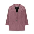 thumbnail image 6 of Htigea Women's Corduroy Blazer 3/4 Sleeve Lapel Suit Coats Vintage One Button Cardigans Oversized Fall Outerwear Pink L, 6 of 6