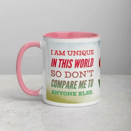 

GloWell Designs - Mug with Color Inside - Affirmation Quote - I Am Unique