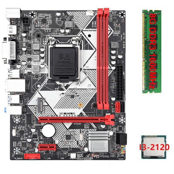 B75-H Desktop Motherboard +I3-2120 CPU +1X8G DDR3 1600MHz RAM LGA 1155 USB 3.0 SATA 3.0 Computer Motherboard