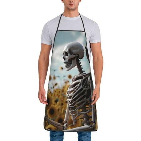 

Gaeub Sunflower Butterfly Skull Print Apron for Men and Women Waterproof Apron for Cooking Dishwashing Lab Butcher Dog Grooming