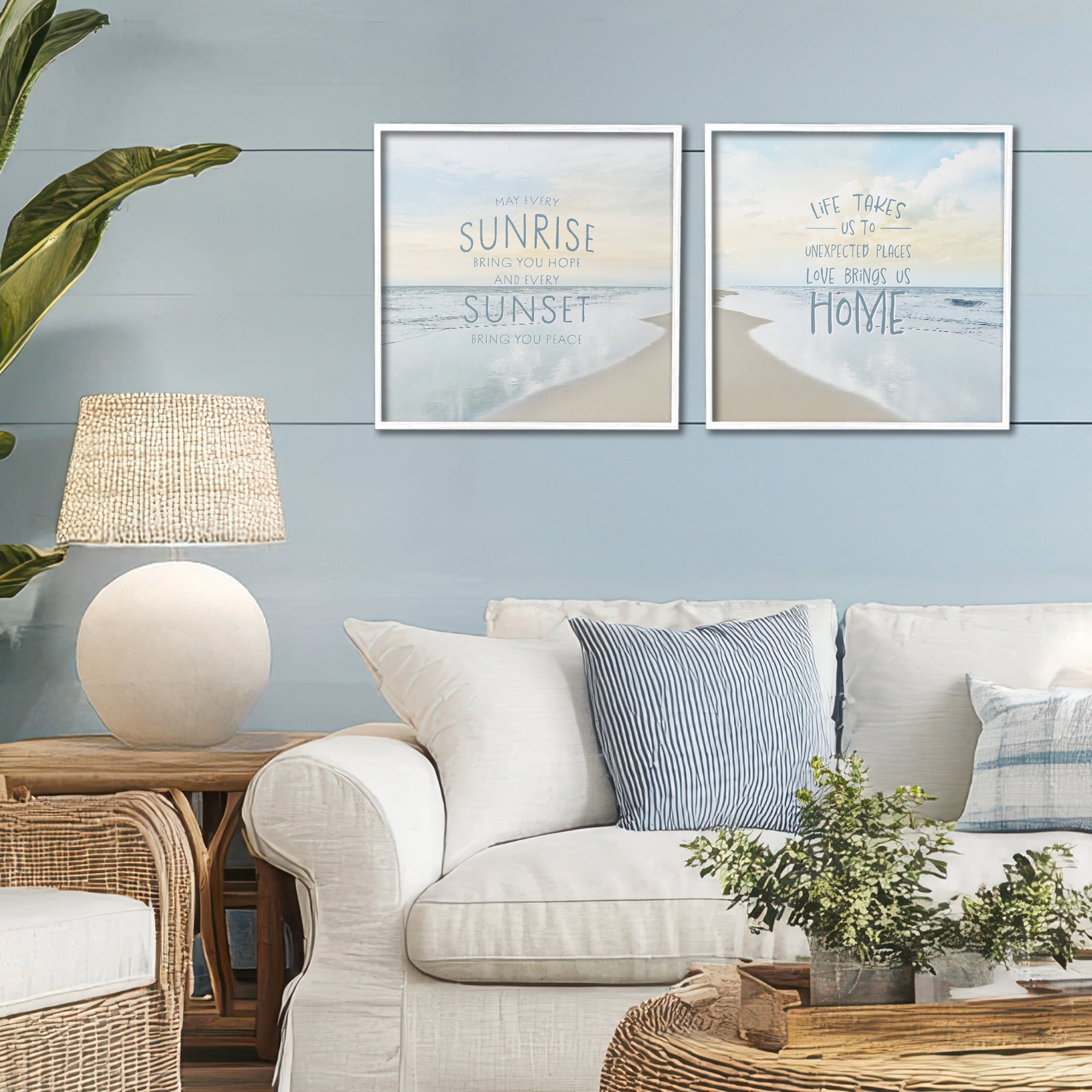 Stupell Industries Beautiful Beach Inspirations 2 Piece White Framed Giclee Art Set, design by Natalie Carpentieri