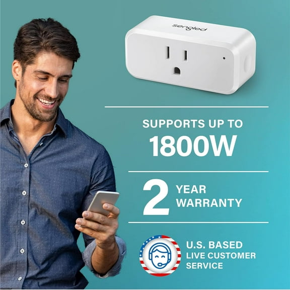 GHRTGR-Smart Plug, S1 Auto Pairing with Alexa Devices, Energy Monitoring, Smart Outlet Remote Control, 15A Smart Socket, 1800W, Timer & Schedule, Bluetooth Mesh Smart Home, No Hub Required, 2-Pack