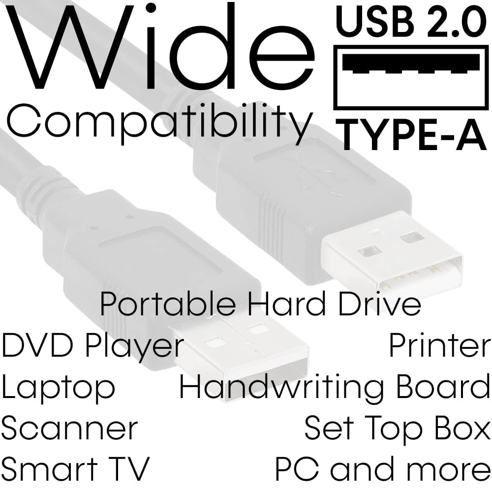USB to USB Cable 6ft USB A to A Male to Male USB 2.0 Cable Data Transfer USB Cord for Laptop,PC,USB Hub,Hard Drive,Laptop Cooler - Black
