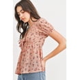 thumbnail image 3 of Front Tie Floral Waffle Top, 3 of 5