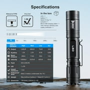 WUBEN L50 Rechargeable Tactical Flashlight 1200 Lumens IP68 Waterproof 5 Modes USB-C Rechargeable EDC Pocket Flashlight for Camping Emergency