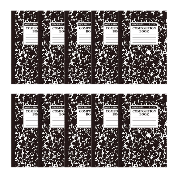 Composition Notebook, 10 Pcs Narrow Ruled Composition Books Bulk, Small Pocket Marble Journal Notebooks, 8.19 X 5.47 In