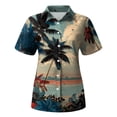 thumbnail image 4 of ASDFVBKG Hawaiian Shirts for Women Tropical Floral V Neck Button Up Tshirt Summer Beach Short Sleeve Blouses Tops Dark Blue S, 4 of 6