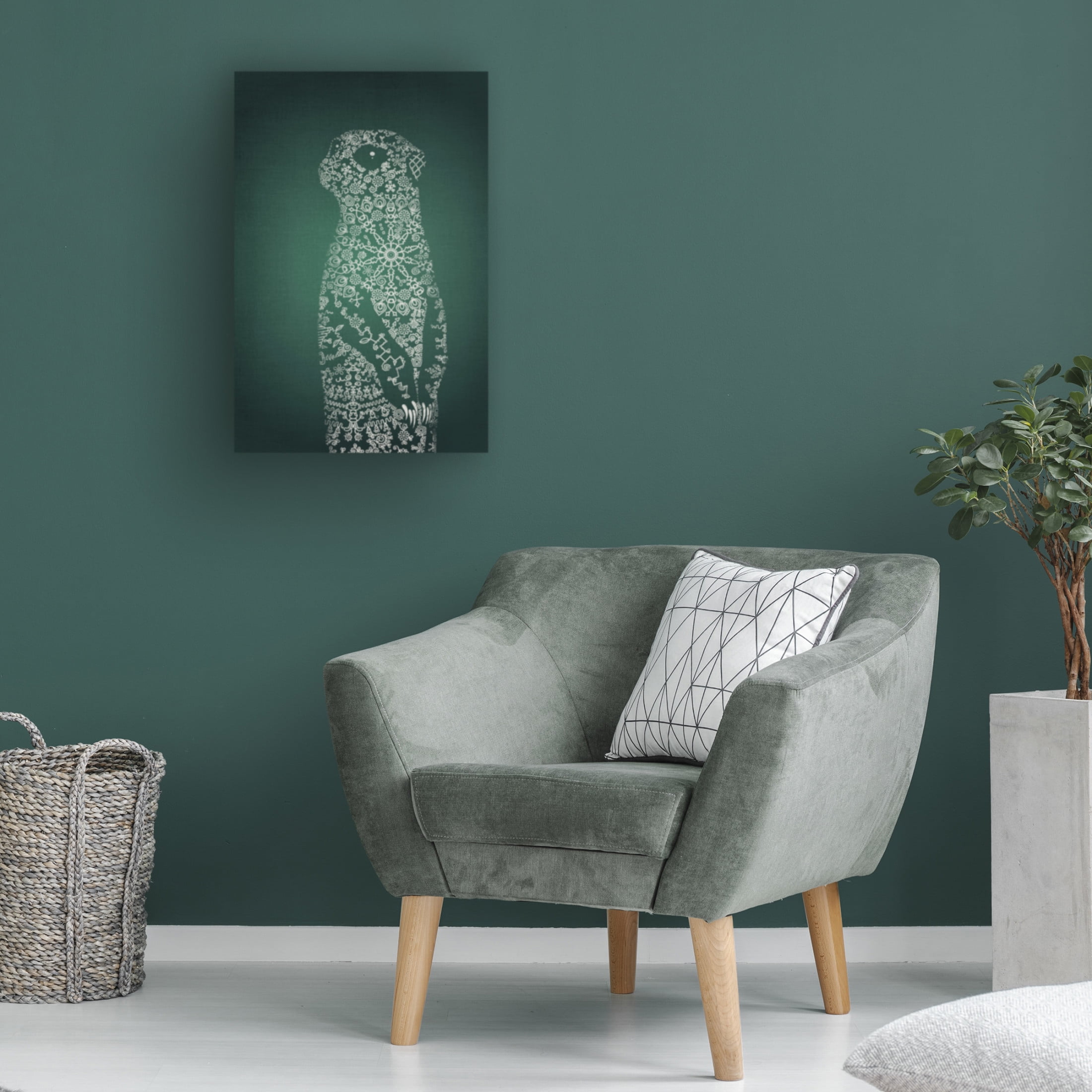 Canvas Wall Art - Ema Paraschiv 'The Emerald Meerkat' Wall Art for Living Room, Bedroom, or Office Décor by Trademark Fine Art - 30 x 47 Inches