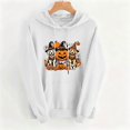thumbnail image 3 of Fmbrln Women's Halloween Graphic Hoodie Long Sleeve Drawstring Hooded Sweatshirt Casual Pumpkin Print Pullover Tops with Pocket White L, 3 of 5