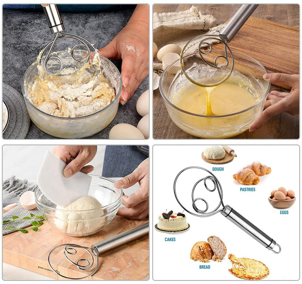 DOUGHTY - Dough Kneading & Mixing Tool - Stainless Steel Hand Mixer - Ideal  for Thick Sticky Doughs - Great Bread Kneading Tool & Danish Dough Whisk