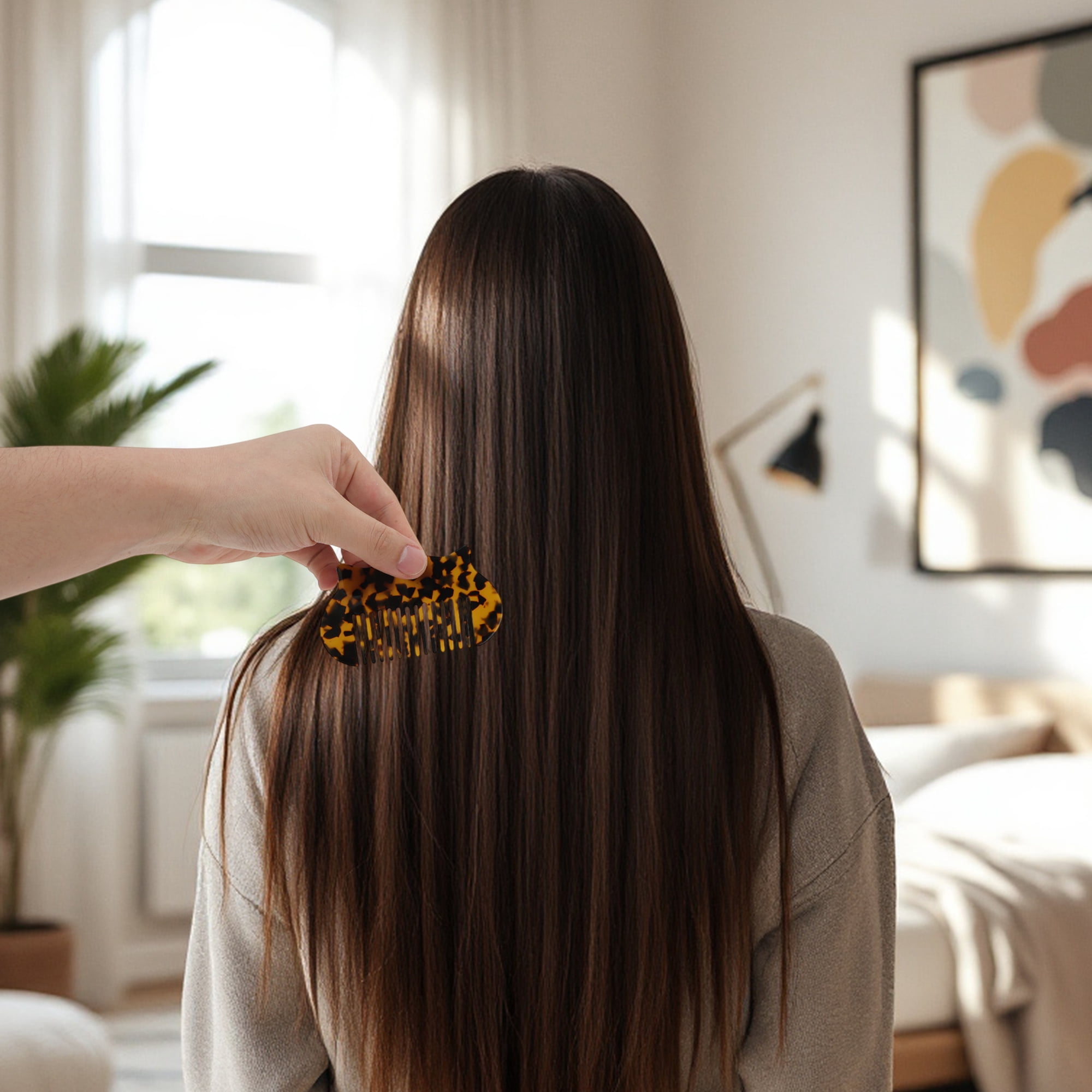 Unique Bargains 1 Pc Cute Durable Cat Hair Comb Designed for All Hair Types Brown