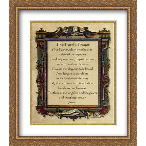 Lord's Prayer 2x Matted 28x32 Large Gold Ornate Framed Art Print