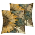 thumbnail image 2 of Awypu  Ink Oil Painting Watercolor Yellow Green Sunflowers Summer Decorative Throw Pillow Cover Case Set of 2 Home Living Room Bed Sofa Car White, 2 of 6
