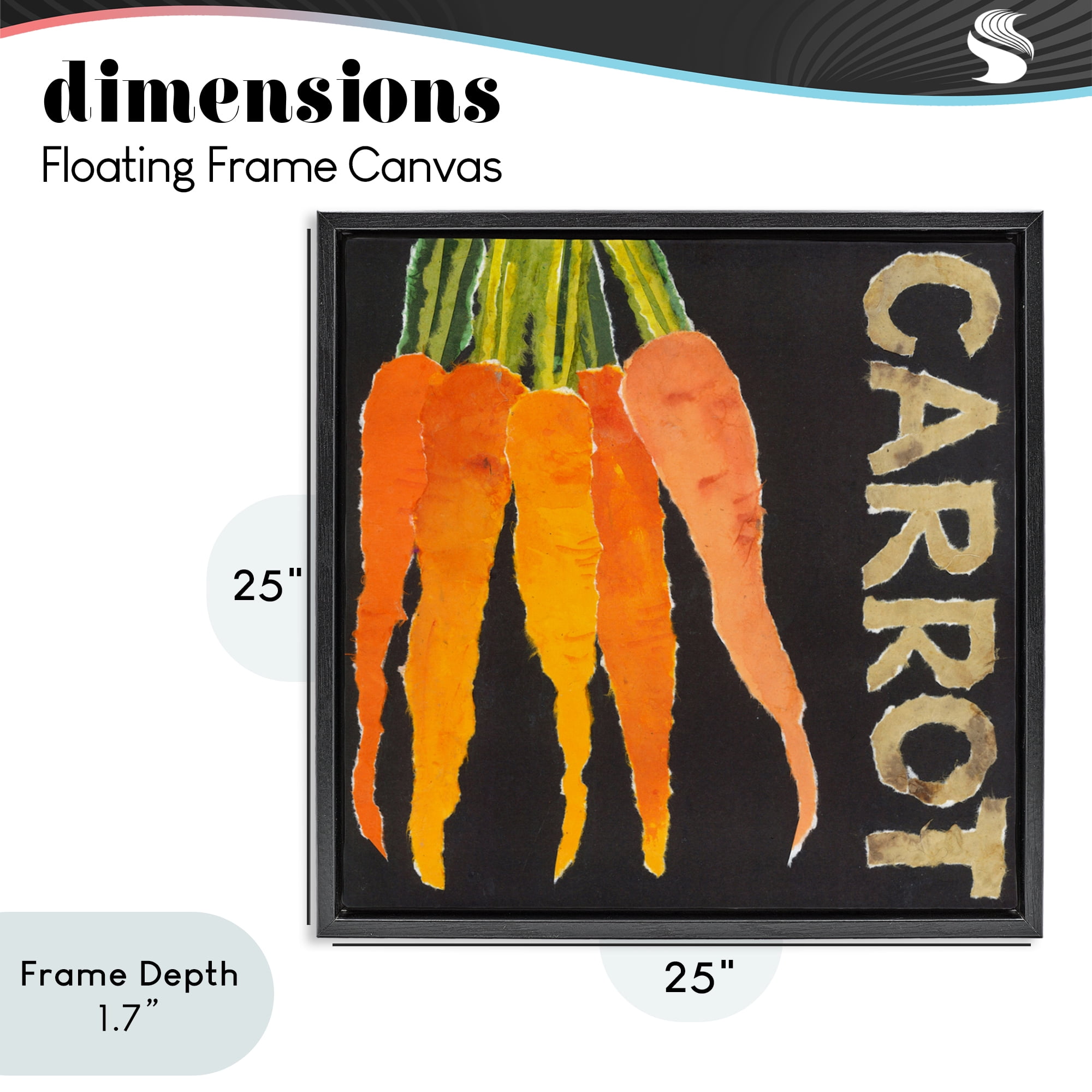 Stupell Industries Carrot Root Vegetable Black Framed Floater Canvas Wall Art, design by Nancy Overton