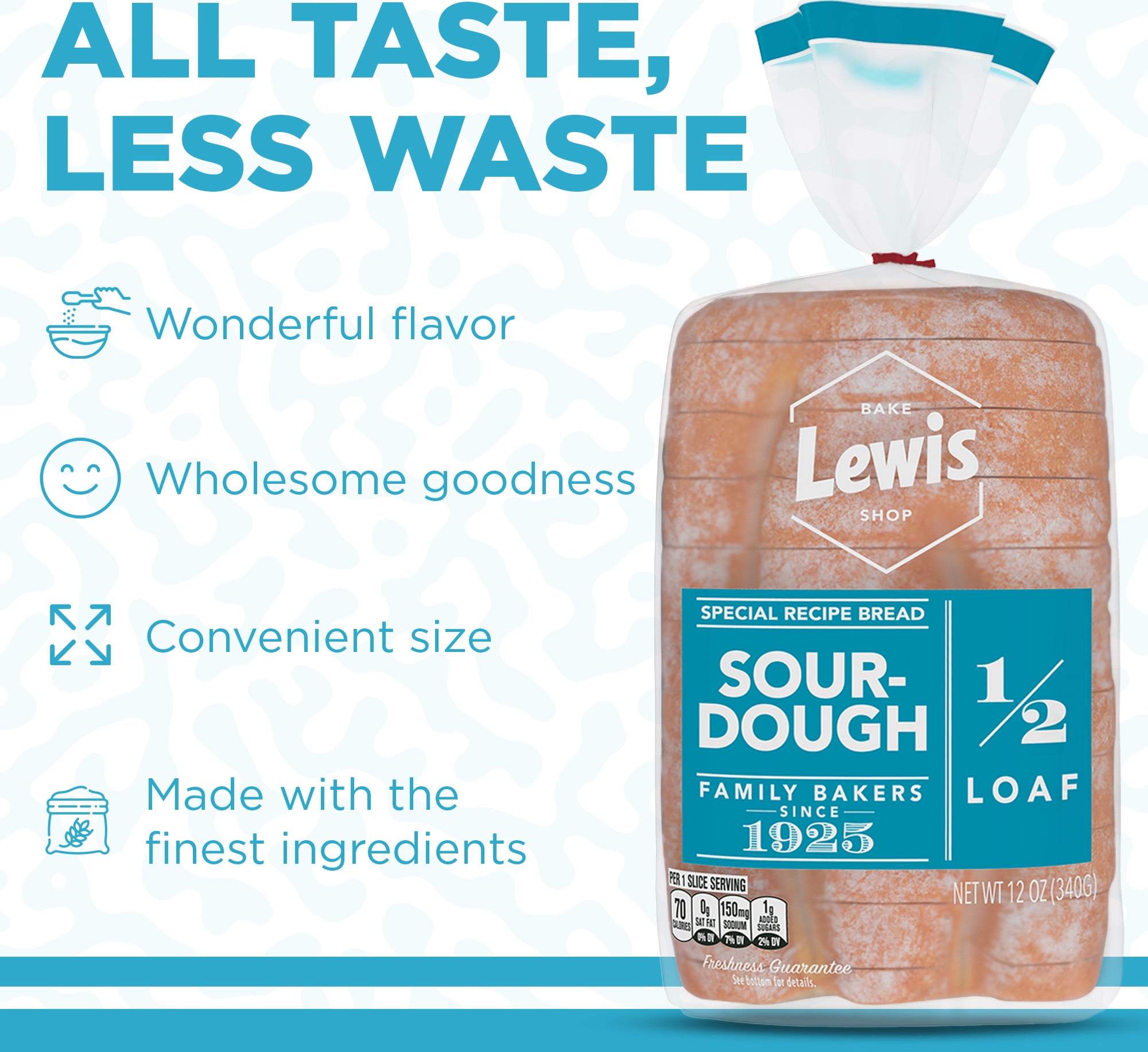 Lewis Bake Shop Sourdough Half Loaf Bread, 1/2 Loaf, 12 oz
