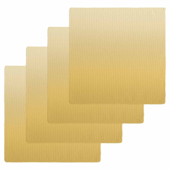 Orange Yellow Ombre Kitchen Dish Towels for Drying Dishes Set of 4, Modern Abstract Art Gradient Aesthetics Waffle Weave Microfiber Hand Tea Bathroom Towels Quick Dry & Absorbent Towel 12x12