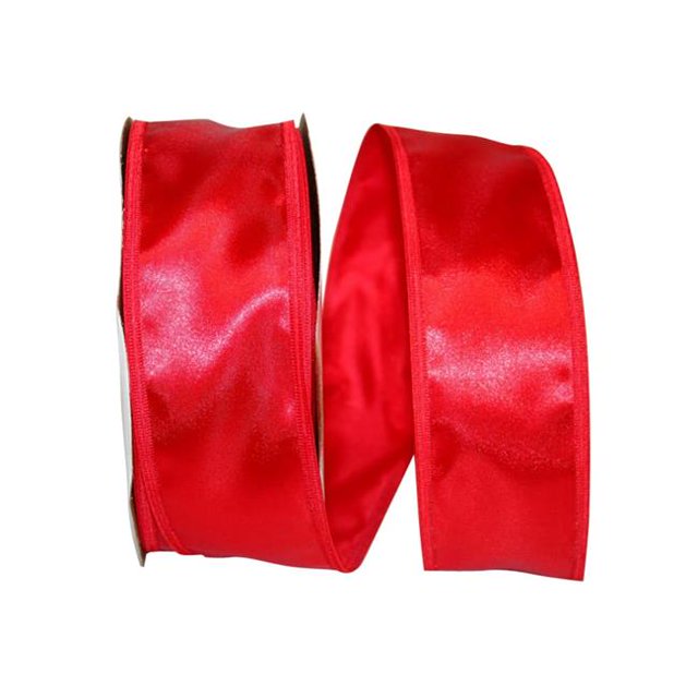 Reliant Ribbon 5102W-065-16K 20.12 in. 50 Yards Dyna Satin EZ Wired Edge Ribbon, Red