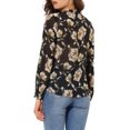 thumbnail image 4 of MODA NOVA Junior's Long Sleeve Ruffle  Button Down Floral Shirt Black L, 4 of 6