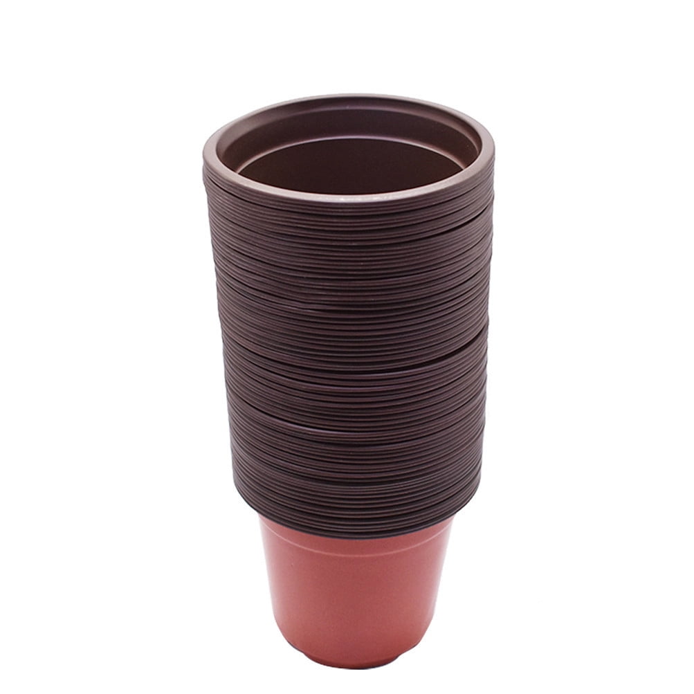 100Pcs 5.9" Plastic Plants Nursery Pot Seedlings Flower Plant Container Seed Starting Pots