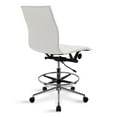 thumbnail image 4 of 2xhome Set of 2 Modern Drafting Chair | Upholstered PU Leather Ribbed Armless Mid Back with Tall Adjustable Base & Leg Rest Swivel, Home, Executive, Conference, Meetings (White), 4 of 12