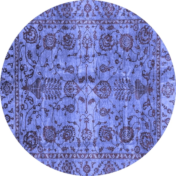 Ahgly Company Indoor Round Abstract Blue Modern Area Rugs, 5' Round