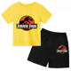 thumbnail image 3 of Conjunto de 2 piezas de camiseta y pantalones cortos con estampado de dinosaurio de Jurassic Park para niños y niñas, con estampado de dibujos animados de verano, 3 of 5