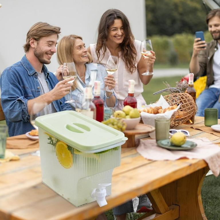 Large Glass Beverage Dispenser with Spigot for Refrigerator
